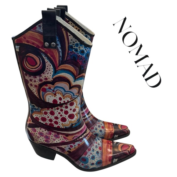 Nomad Yippy Women's Multicolor Western Cowboy Rain Boots 9 - Picture 1 of 6